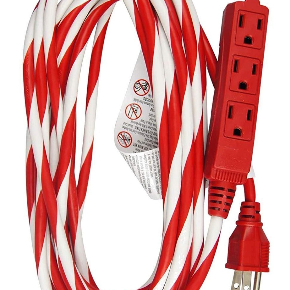 25-Foot Candy Cane Striped Extension Cord new NIP